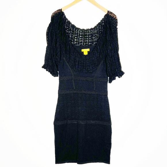 Catherine Malandrino Black Pointelle Knit Dress - Picture 1 of 13